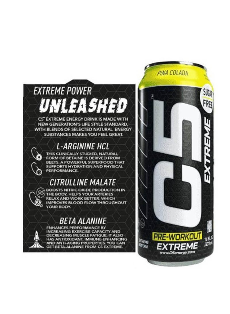 سي فايف سي 5 إكستريم زيرو سكر بينا كولادا 473 مل، عبوة من 12 قطعة - Image 2