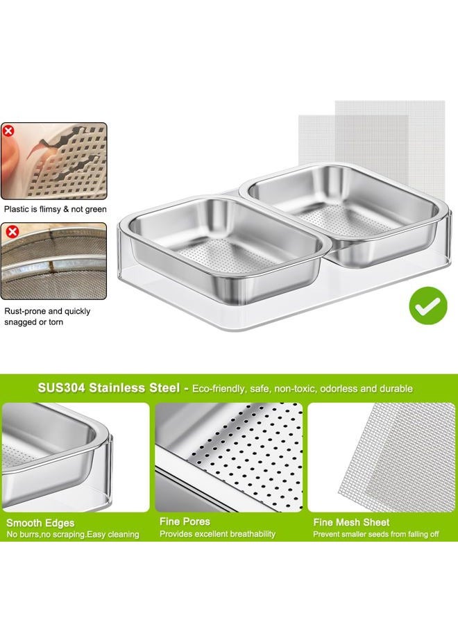 Fanhao Stainless Steel Sprouts Growing Kit with Acrylic Trays, Microgreens Growing Kit Stainless Steel Plant Germination Tray - Image 4