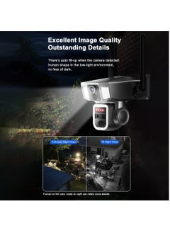 RECTO 2 in1 WiFi & 4G LTE Solar Security Camera, 9W Triple-Lens Outdoor Wireless Camera 10X Zoom 4MP with 360° View, Two-Way Audio, PIR Human Detection, IP66 Waterproof, Cloud Storage(with 64G Card)  - Image 4