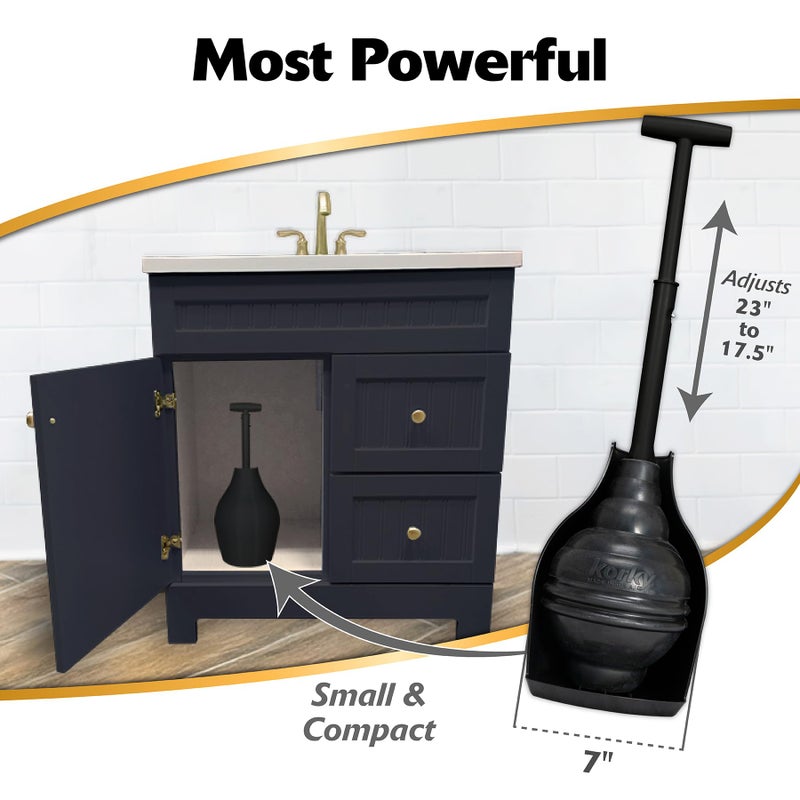 Korky BeehiveMAX Hideaway - Heavy Duty Toilet Plunger with Holder in Black - Drip Free Carry-Seals All Bowl Shapes â€“ Powerful Clog Removal, 97-5B - Image 2