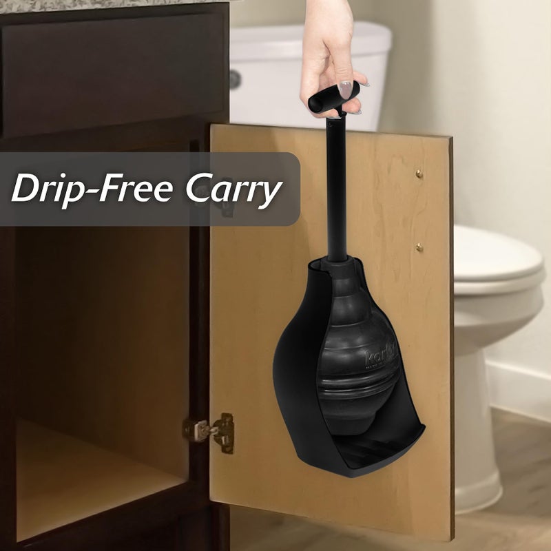 Korky BeehiveMAX Hideaway - Heavy Duty Toilet Plunger with Holder in Black - Drip Free Carry-Seals All Bowl Shapes â€“ Powerful Clog Removal, 97-5B - Image 3