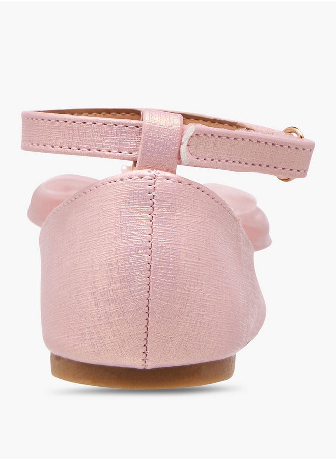 Flora Bella By Shoexpress Girls Bow Accent Ballerina Shoes with Hook and Loop Closure  - Image 5