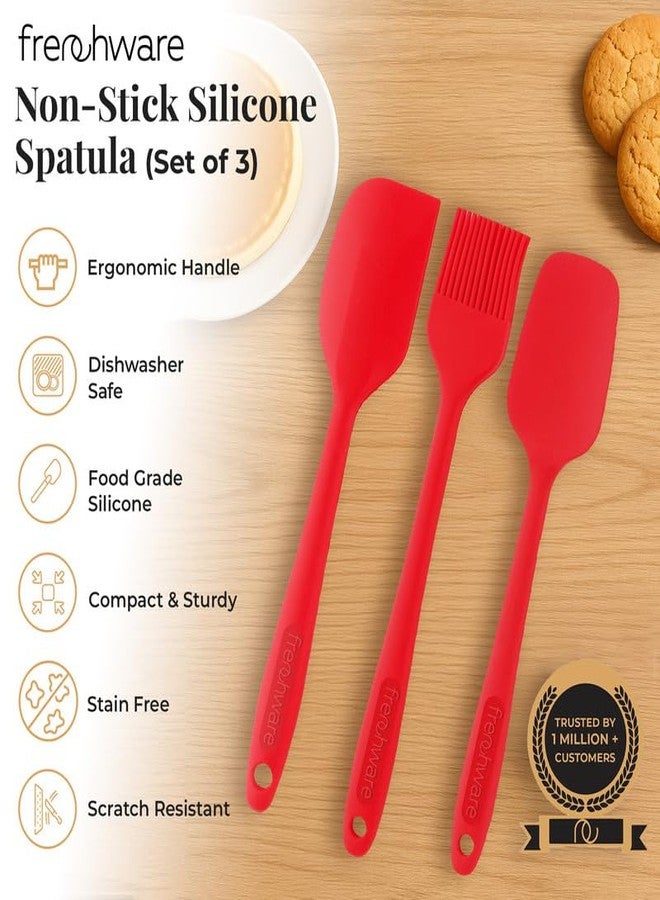 Frenchware Non-Stick Premium Silicone Spatula for Cooking, Baking & Mixing| Heat-Resistant up to 230°C| Food-Grade & BPA-Free | Dishwasher Safe | FDA Approved (Set of 3 - Spatulas) - Image 2