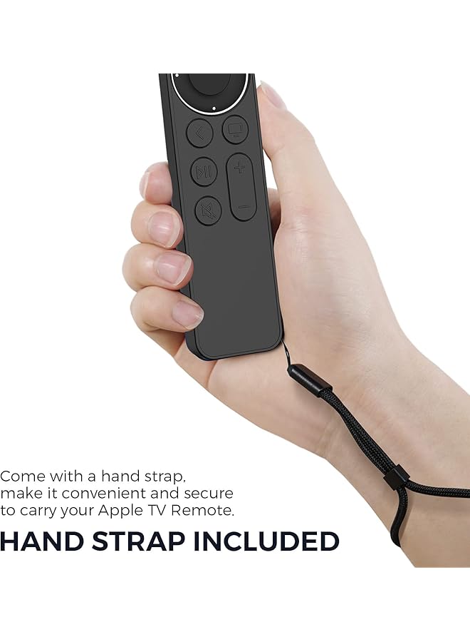 Protective Case For Tv Siri Remote 2021 Non Slip Shock Resistant Durable Silicone Case For Tv 4K Gen 2 2021 Remote Silicone Remote Control Case With Lanyard Black