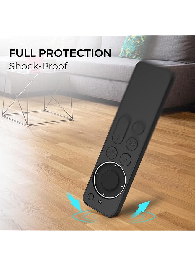 Protective Case For Tv Siri Remote 2021 Non Slip Shock Resistant Durable Silicone Case For Tv 4K Gen 2 2021 Remote Silicone Remote Control Case With Lanyard Black