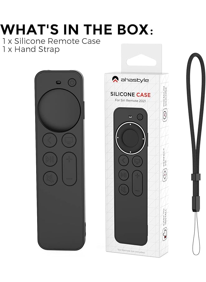 Protective Case For Tv Siri Remote 2021 Non Slip Shock Resistant Durable Silicone Case For Tv 4K Gen 2 2021 Remote Silicone Remote Control Case With Lanyard Black