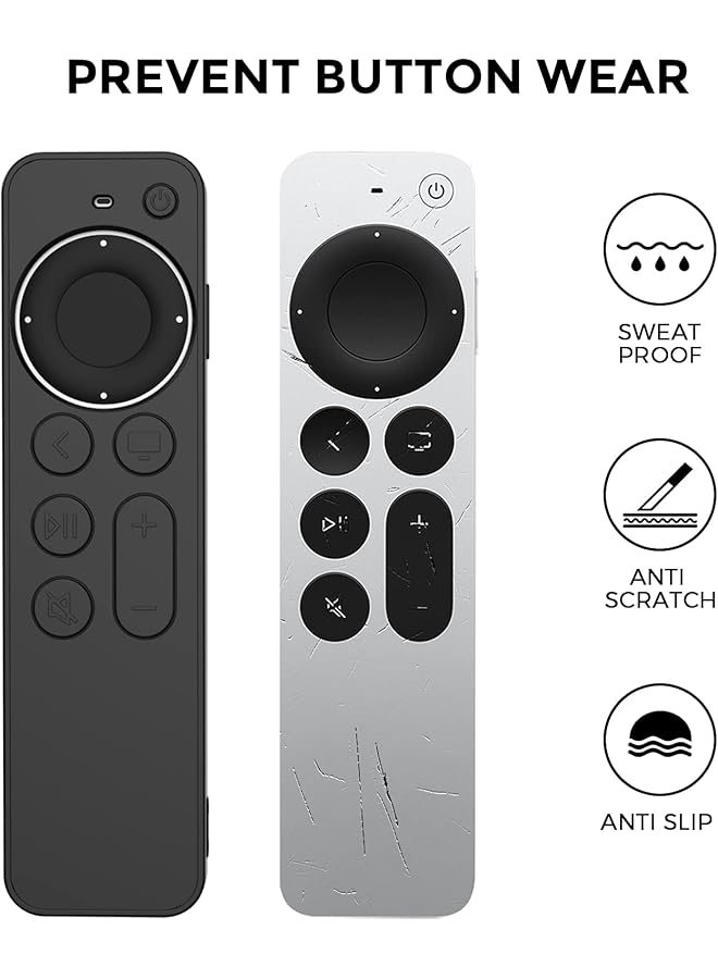 Protective Case For Tv Siri Remote 2021 Non Slip Shock Resistant Durable Silicone Case For Tv 4K Gen 2 2021 Remote Silicone Remote Control Case With Lanyard Black