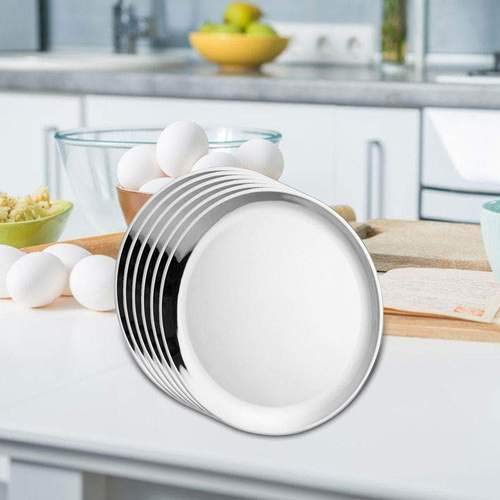 Shri & Sam Shri & Sam Budget High Grade Stainless Steel Full Plate Set, 6 Pieces, Silver  - Image 2
