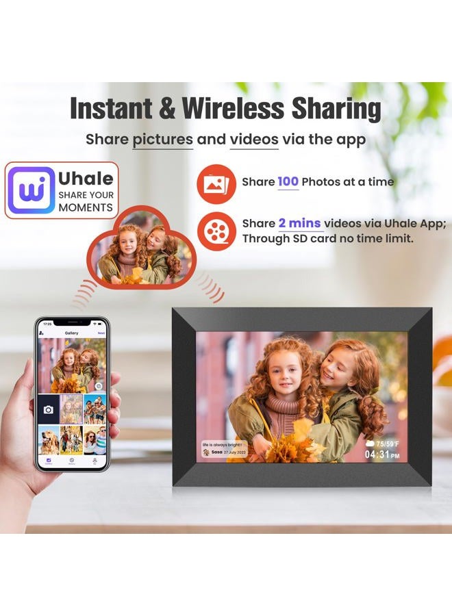 BIGASUO 10.1 Inch WiFi Digital Picture Frame, IPS HD Touch Screen Cloud Smart Photo Frames with Built-in 32GB Memory, Wall Mountable, Auto-Rotate, Share Photos Instantly from Anywhere - Image 2