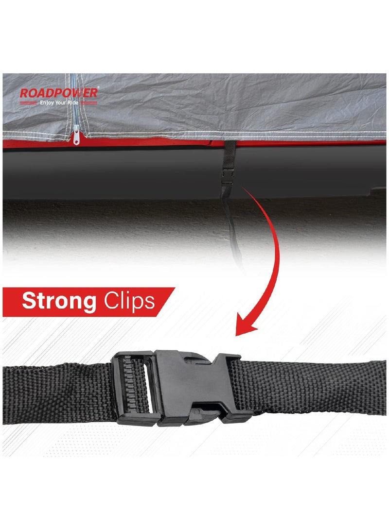 RoadPower zipper Car Cover With Mirror Pocket For All Weather Waterproof Windproof Dustproof Full Covers PVC And Cotton Fabric Tight Taffeta smooth Non-Abrasive (XL 210''X 70''X 48'') - Image 2