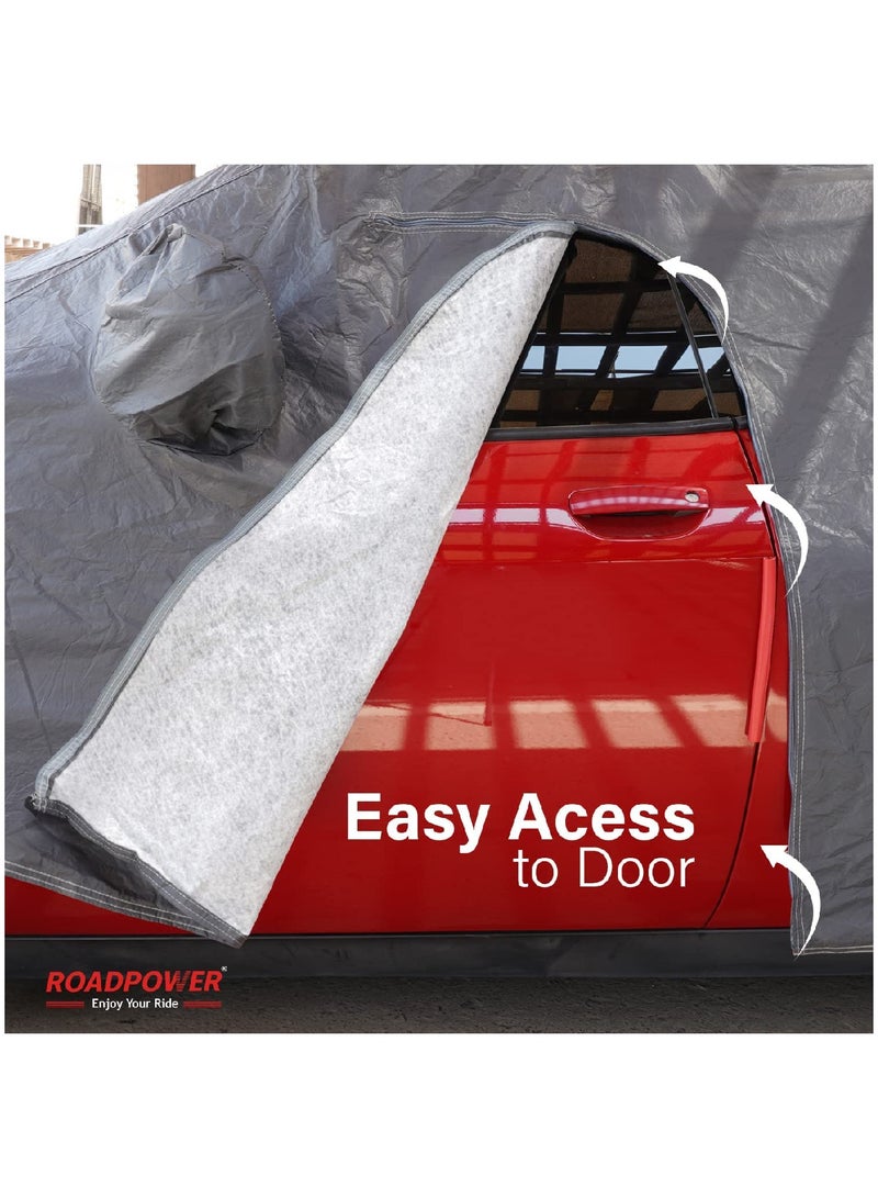 RoadPower zipper Car Cover With Mirror Pocket For All Weather Waterproof Windproof Dustproof Full Covers PVC And Cotton Fabric Tight Taffeta smooth Non-Abrasive (XL 210''X 70''X 48'') - Image 4