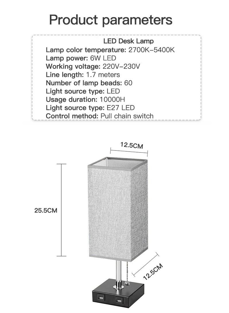 كيلا مصباح طاولة بغطاء قماشي مزود بمنفذ شحن USB - Image 5