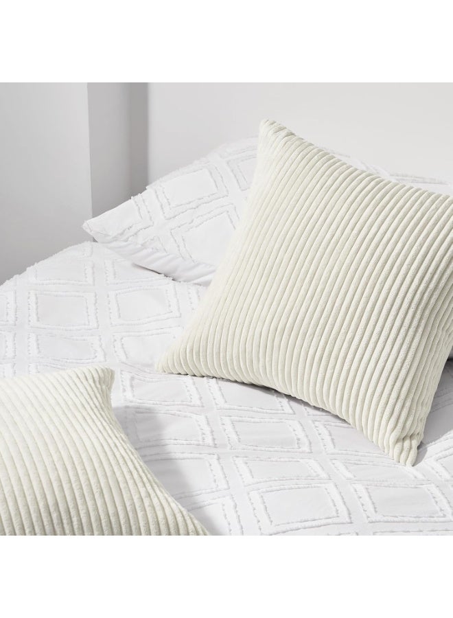 Beauenty Cushion Cover, 40 x 40 cm, Cream Corduroy, Set of 2, Striped Pattern, Cushion Covers, Sofa Cushion, Couch Cushion, Decorative Cushion Cover, Living Room - Image 3