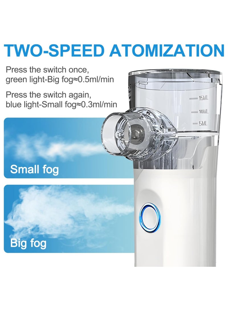 New Mini Nebulizer Machine for Adults & Kids, Upgrade Portable Nebuliser USB Rechargeable Handheld Nebuliser with 2 Mask, 1 Adjustable Atomization Steam Inhaler for Home, Reusable, Silent and Ultrasonic Micro-grid Electronic Atomizer
