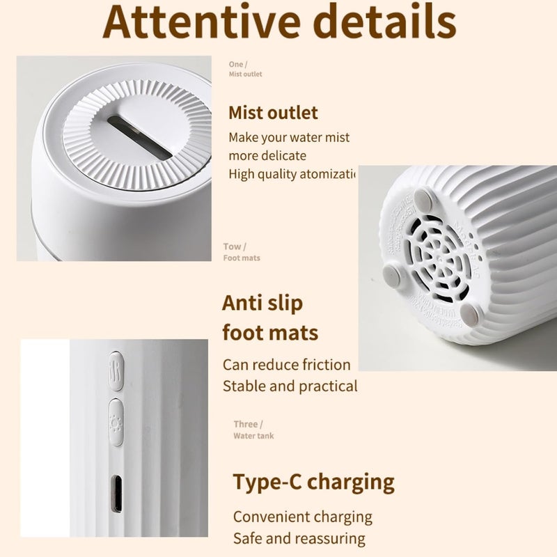 Lullaxx Car Aromatherapy Diffusers 100ml USB Mini Humidifier Ultrasonic Essential Oil Diffuser Cool Mist Air Refresher with Colorful atmosphere light for Car Office Bedroom Home (white) - Image 5