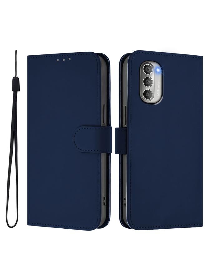 S-TOP Case For Motorola Moto G51 5G Skin Feel Solid Color Leather Phone Case with Lanyard - Image 2