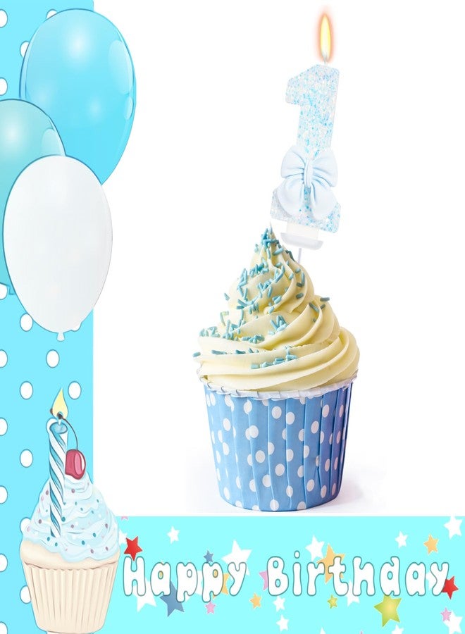 ElekFX Birthday Candle for Cake, Blue Bow Number Candles, 2.76 inch Number Happy Birthday Candle, Cake Topper Decoration for Birthday Party (Number 1) - Image 3