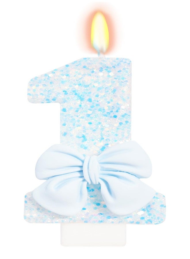 ElekFX Birthday Candle for Cake, Blue Bow Number Candles, 2.76 inch Number Happy Birthday Candle, Cake Topper Decoration for Birthday Party (Number 1) - Image 1