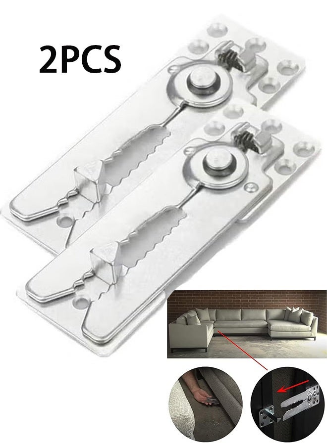 2 Pack Sofa Connector Sectional Couch Connector with Screws, Universal Sectional Clips Sofa Connection Bracket Hooks Buckle for Sliding Sofas - Image 1
