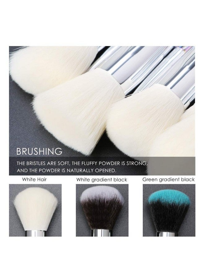 Tenmon Makeup Brushes Crystal Handle Set Tenmon 10 Pcs Crystal Transparent Handle Kabuki Powder Foundation Brush Concealer Eye Shadow Eyeliner Eyebrow Brush (White) - Image 5