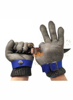 Y&D Cut Resistant Gloves-Stainless Steel Wire Metal Mesh Butcher Safety Work Gloves for Meat Cutting, and fishing Grey  2PCS (M)  - Image 1