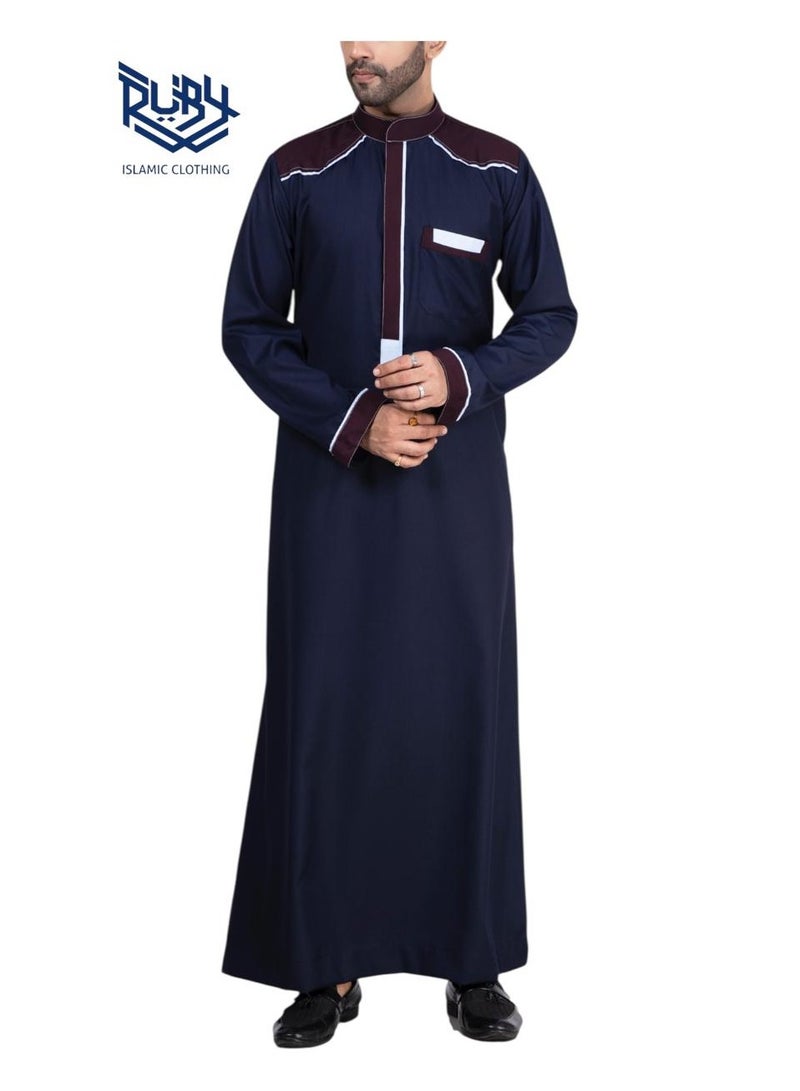 RUBY ISLAMIC CLOTHING Men's Designer Saudi Arabic Thobe Jubba Dishdasha Long Sleeve Robe, Abaya Dress, Ramadan Dress Middle East Clothing - Image 1