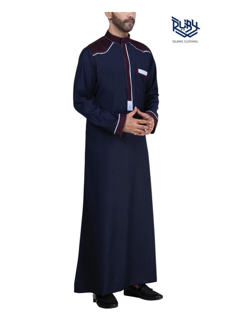 RUBY ISLAMIC CLOTHING Men's Designer Saudi Arabic Thobe Jubba Dishdasha Long Sleeve Robe, Abaya Dress, Ramadan Dress Middle East Clothing - Image 2
