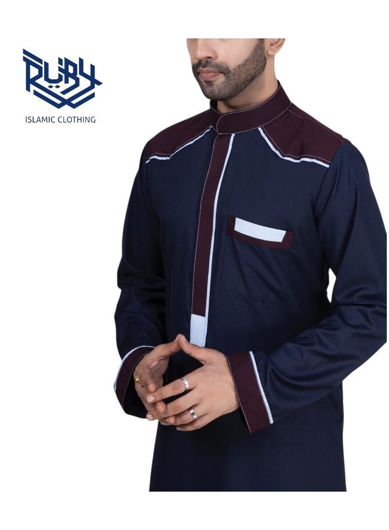 RUBY ISLAMIC CLOTHING Men's Designer Saudi Arabic Thobe Jubba Dishdasha Long Sleeve Robe, Abaya Dress, Ramadan Dress Middle East Clothing - Image 4