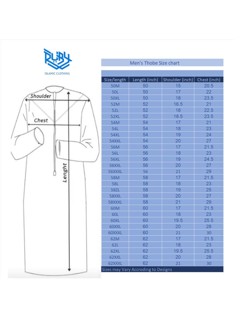 RUBY ISLAMIC CLOTHING Men's Designer Saudi Arabic Thobe Jubba Dishdasha Long Sleeve Robe, Abaya Dress, Ramadan Dress Middle East Clothing - Image 5
