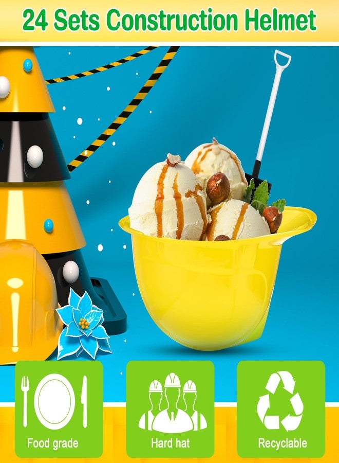 Gejoy 24 Pcs Construction Party Hats Bulk Plastic Construction Hard Hat Suitable for Worker Costume Role Playing Birthday Supplies Dress Up Party - Image 3