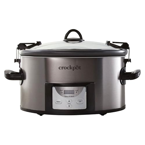 Crock-Pot Crock Pot 7-qt Nonstick Ceramic Coating Cook & Carry Programmable Easy-Clean Slow Cooker Stainless Steel - Image 1