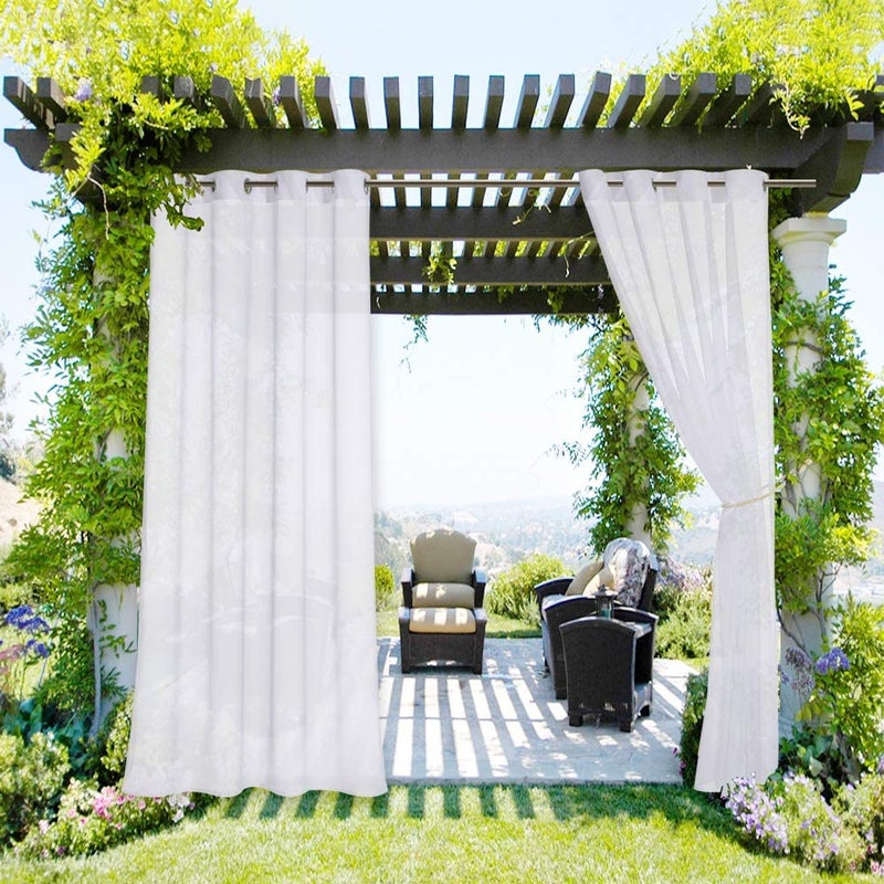 NICETOWN NICETOWN Patio Outdoor Curtain Voile Sheer Waterproof Stainless Steel Rustproof Grommet Light Filter Indoor Outdoor Sheer Panel for CabanaAbror 1 Panel W54 x L108 White