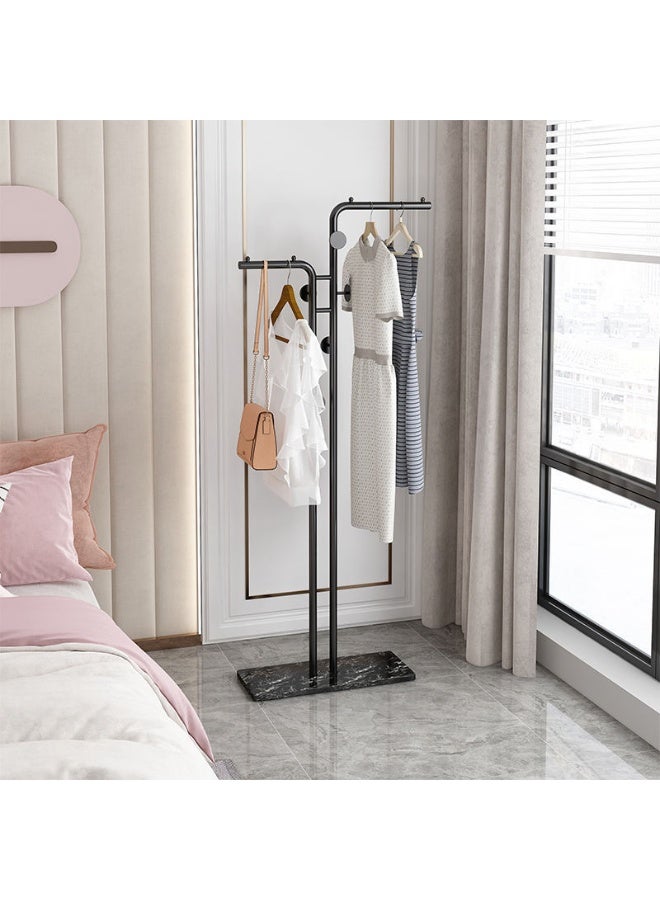 Bluejw Double-pole Metal Coat Rack Gold Coat Rack Freestanding with 5 Hooks and Marble Base Floor-standing Coat Stand - Image 1