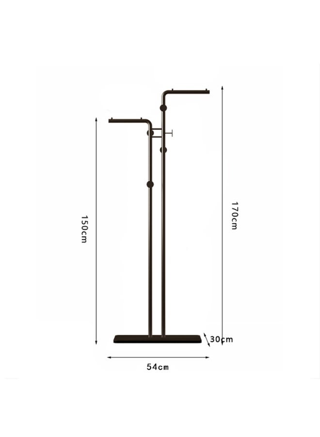 Bluejw Double-pole Metal Coat Rack Gold Coat Rack Freestanding with 5 Hooks and Marble Base Floor-standing Coat Stand - Image 2