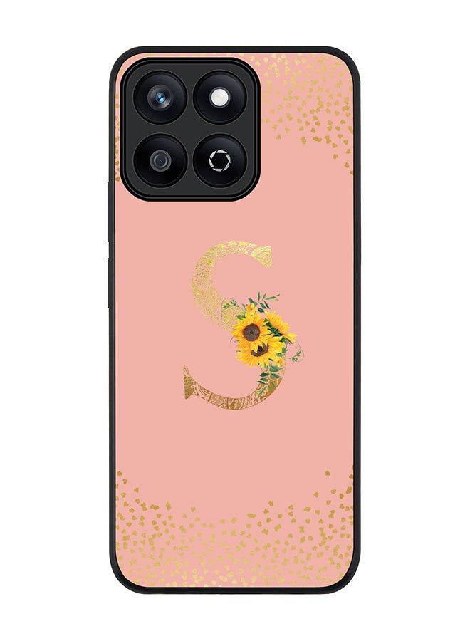 Stylizedd For Honor X7c 4G Case,Slim fit Camera Protection, Shockproof Thin Phone cover  - Custom Floral Monogram - S  (Rose Pink ) - Image 1