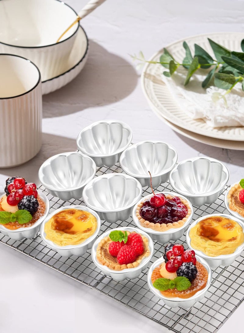 12 Flower Shaped Egg Tart Molds, Reusable Non-Stick Aluminum Baking Cups for Pudding, Muffins, and Jelly - Image 5