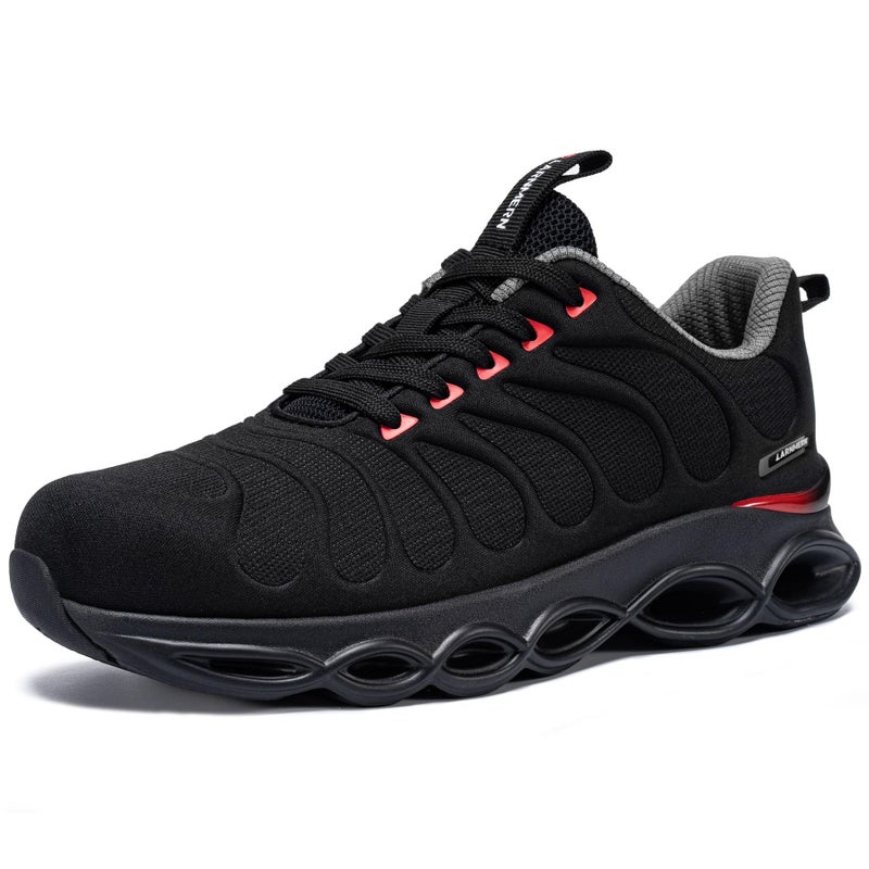 LARNMERN Steel Toe Shoes for Men Safety Shoes Work Sneakers Comfortable Safety Toe Sneakers Work Lightweight Colorful Zapatos de Seguridad (12,Red Black) - Image 2