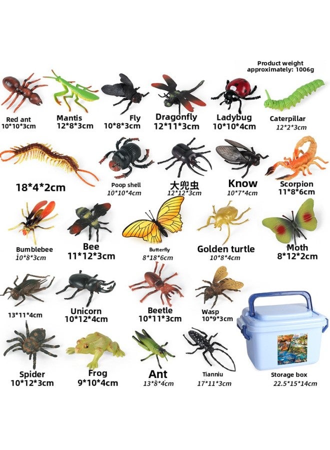 Loquat Trick Toy Simulation Spider Poisonous Spider Insect Animal Model Children's Toy Plastic Ornaments Gift-Color:【SS】 24-piece Insect Set + Delivery Storage Box - Image 1