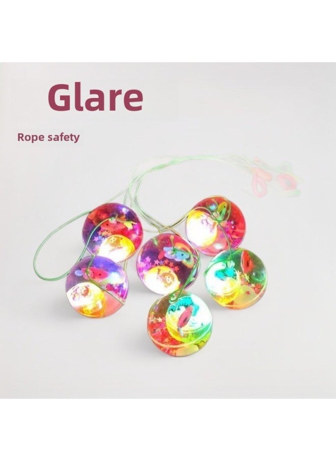 Flash Crystal Ball Luminous Elastic Ball Colorful Bounce Water Ball Flash Children's Toy Ball Stall Supply JT-Color:5.5CM Ordinary With Rope Luminous Elastic Ball Color Random Delivery