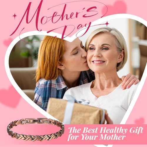 RainSo Copper Bracelet for Women's Magnetic Bracelets 99.99% Pure Solid Copper Attractive Design Bangle with 3 Smarter Button Wristband - Image 2