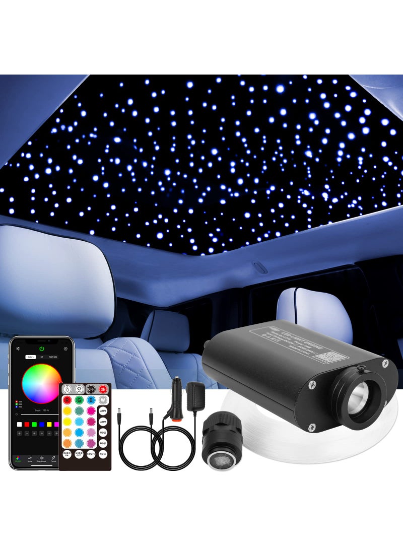 CHINLY CHINLY 16W 300pcs 003in 98ft Car Use Bluetooth RGBW LED Fiber Optic APPRemote Music Mode Starlight Headliner Light KitAdapterCigarette Lighter 