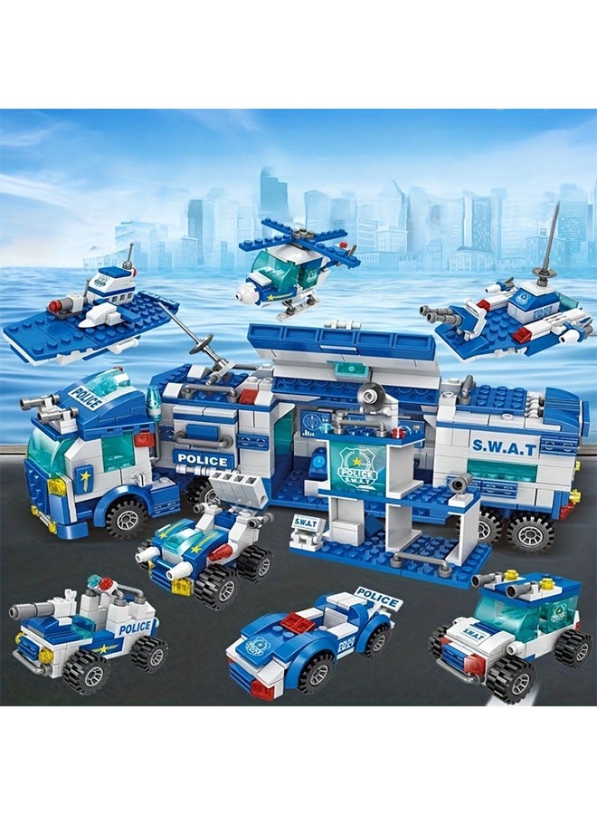700pcs Department Car Building Blocks, City Patrol Police Toy, Vehicle Truck Action Figures Brick Toys For Children, Role-Play Toys For Boys, Halloween/Thanksgiving Day/Christmas Gift - Image 3