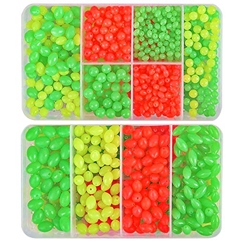 Shaddock Fishing Assorted Fishing Beads Set, 1000pcs Glow Soft Beads - Oval & Round Shape Luminous Bait Eggs for Surf, Saltwater, Trout, Salmon & Catfish Fishing - Image 1