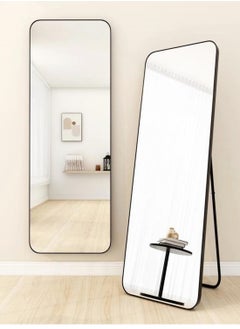 Y&D Full Length Mirror Arched Aluminum alloy Large Standing Dressing Mirror Hanging Leaning Against Wall Mounted Mirror with Stand for Bedroom Locker Room Living Room Glass Black 155x45cm/165x60cm  - Image 2