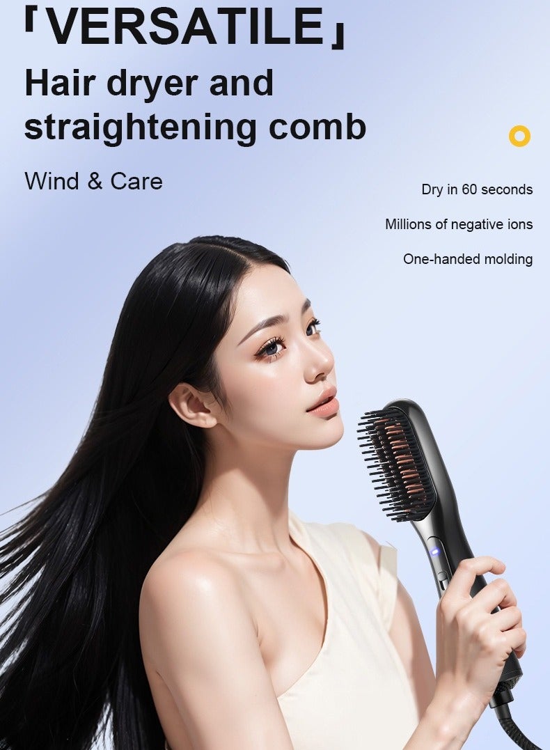 3 in 1 Hair Styling Brush,Styling hair dryer 30s Rapid heating Styling+dry hair（Black Gold) - Image 1