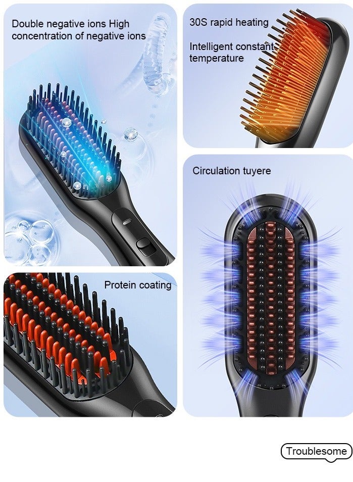 3 in 1 Hair Styling Brush,Styling hair dryer 30s Rapid heating Styling+dry hair（Black Gold) - Image 4