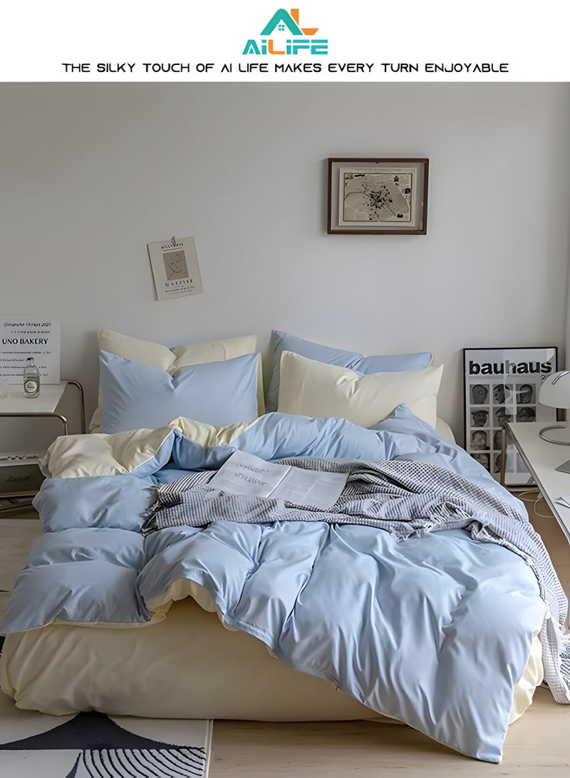 Al LIFE AI LIFE King Size Bedding Flat Sheet 6 Pcs Bed Sheet King Set Super Soft Cotton Breathable Cozy Non Pilling Sheets Shrinkage And Fade Resistant Easy Care  - Image 1
