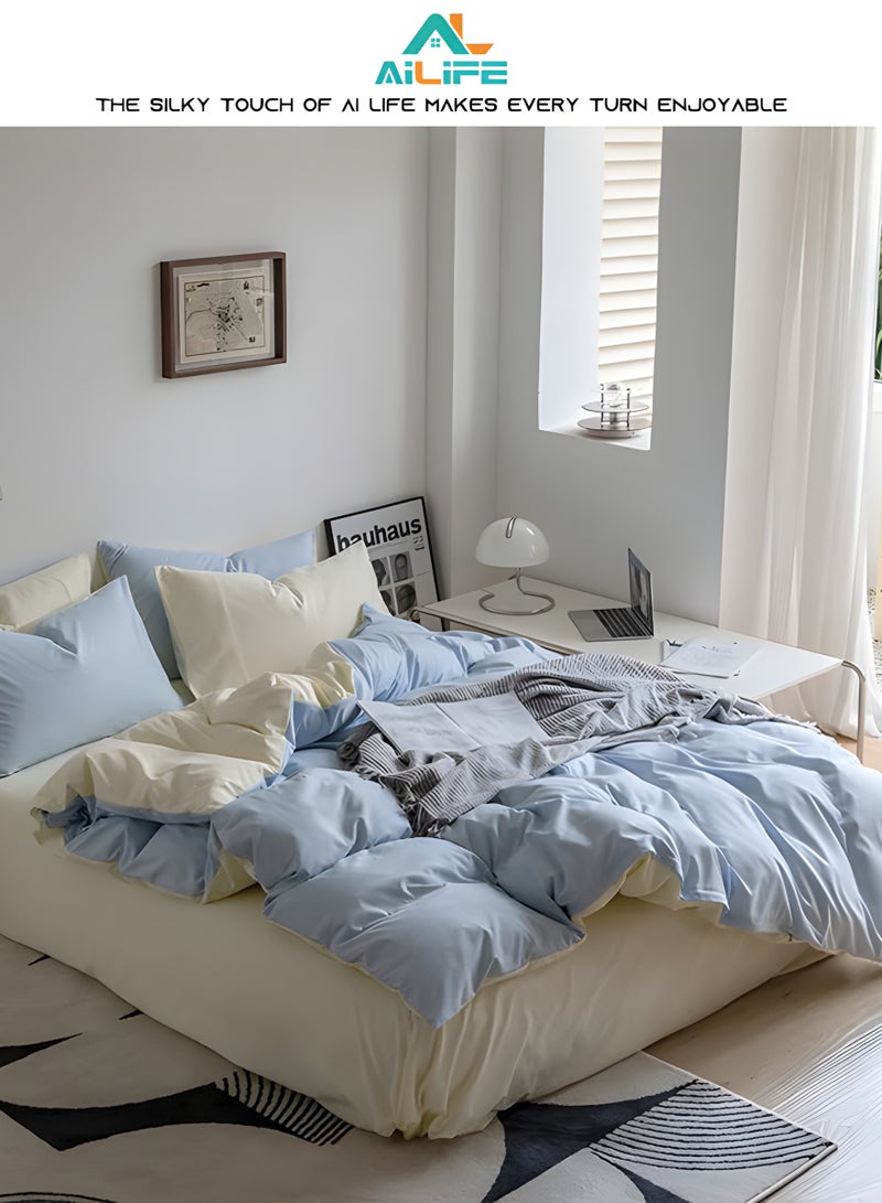 Al LIFE AI LIFE King Size Bedding Flat Sheet 6 Pcs Bed Sheet King Set Super Soft Cotton Breathable Cozy Non Pilling Sheets Shrinkage And Fade Resistant Easy Care  - Image 2