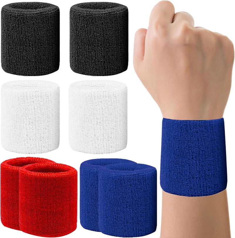 IMAGERIO 8 Pack Wrist Sweatbands Tennis Wrist Bands Absorbent Sweat Band for Men and Women, Breathable Cotton Sweatbands for Working Out, Football, Basketball, Running Athletic Sports - Image 1