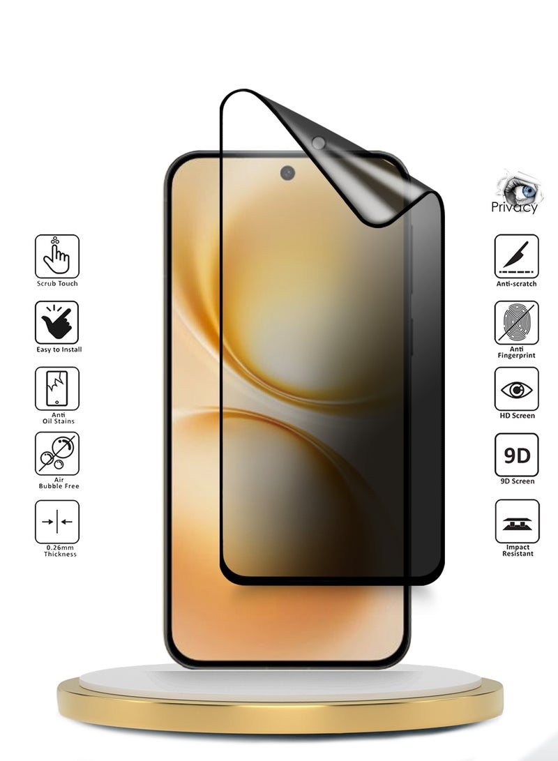 Wtech vivo X200 FE 5G 2025 Premium Nano Ceramic Privacy Full Glue Full Cover Matte Flexible Screen Protector (MSCNMP) - Clear/Black - Image 2